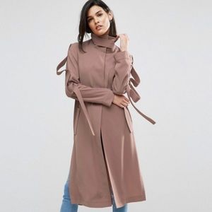 ASOS Loop Sleeve Pink Duster Trench Coat 14